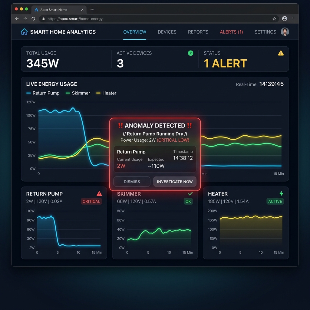 Monitoraggio energetico e anomalie acquario in Node-RED