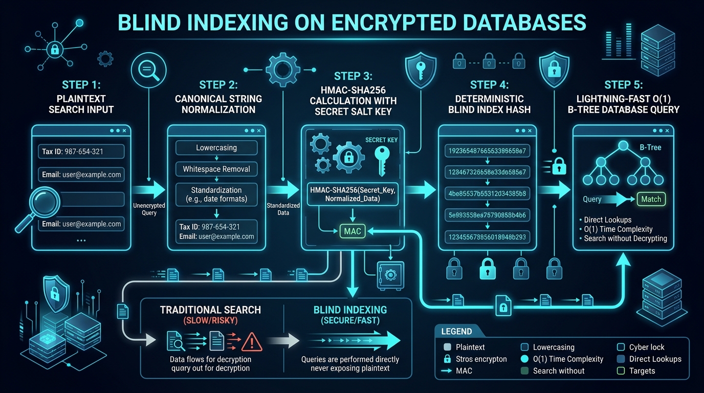 Flusso del Blind Indexing su Database Cifrati