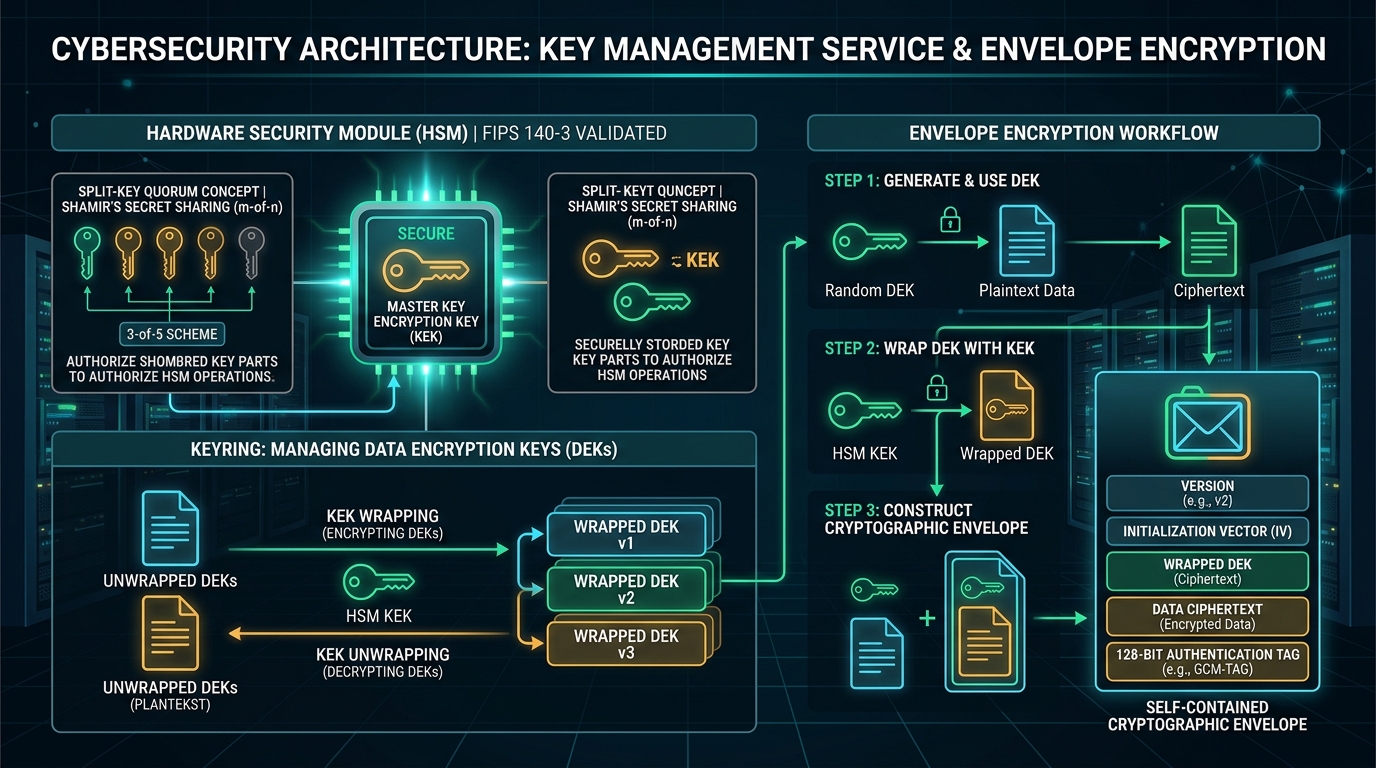 Architettura KMS, HSM FIPS 140-3 ed Envelope Encryption