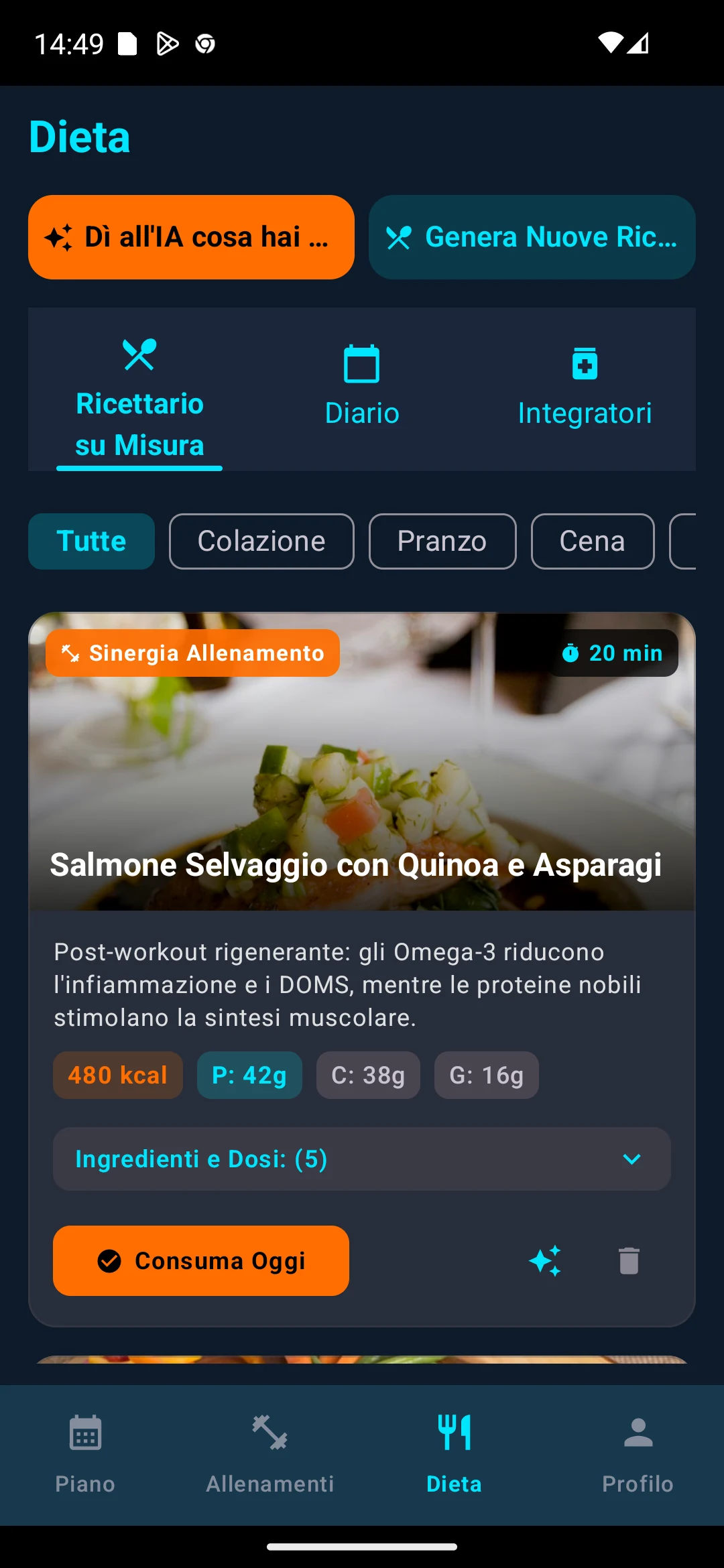 InShape - Calcolo dieta e macronutrienti TDEE