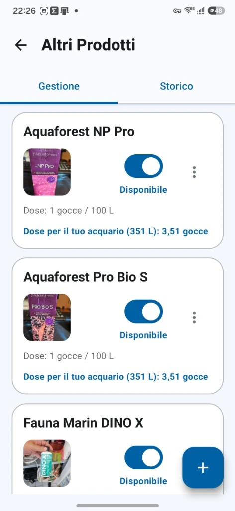 Dosaggio Calcolato Automaticamente per Vasca 351L
